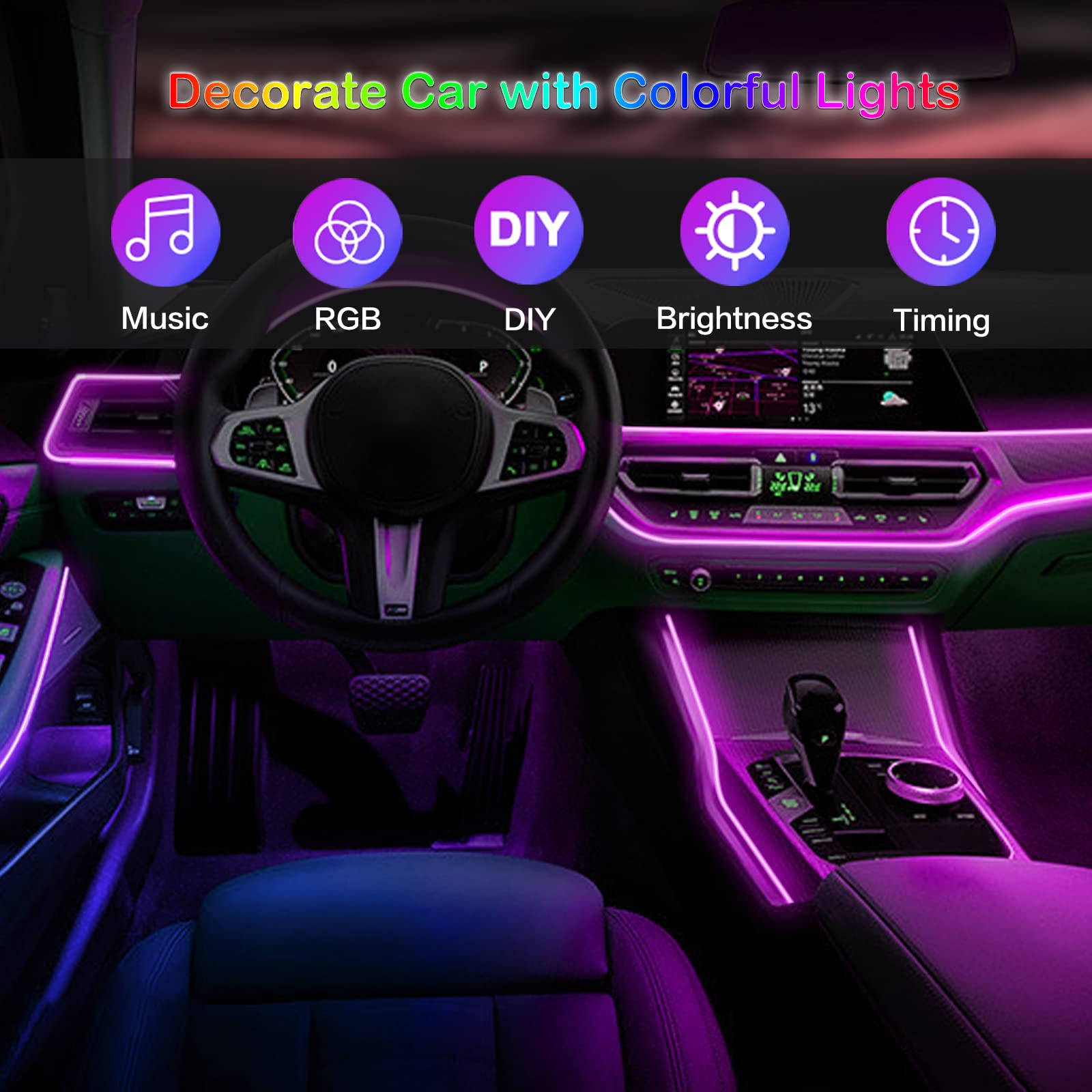 LED سيارة الداخلية المحيطة أضو - مراجعة Interior Design Icon وسعره